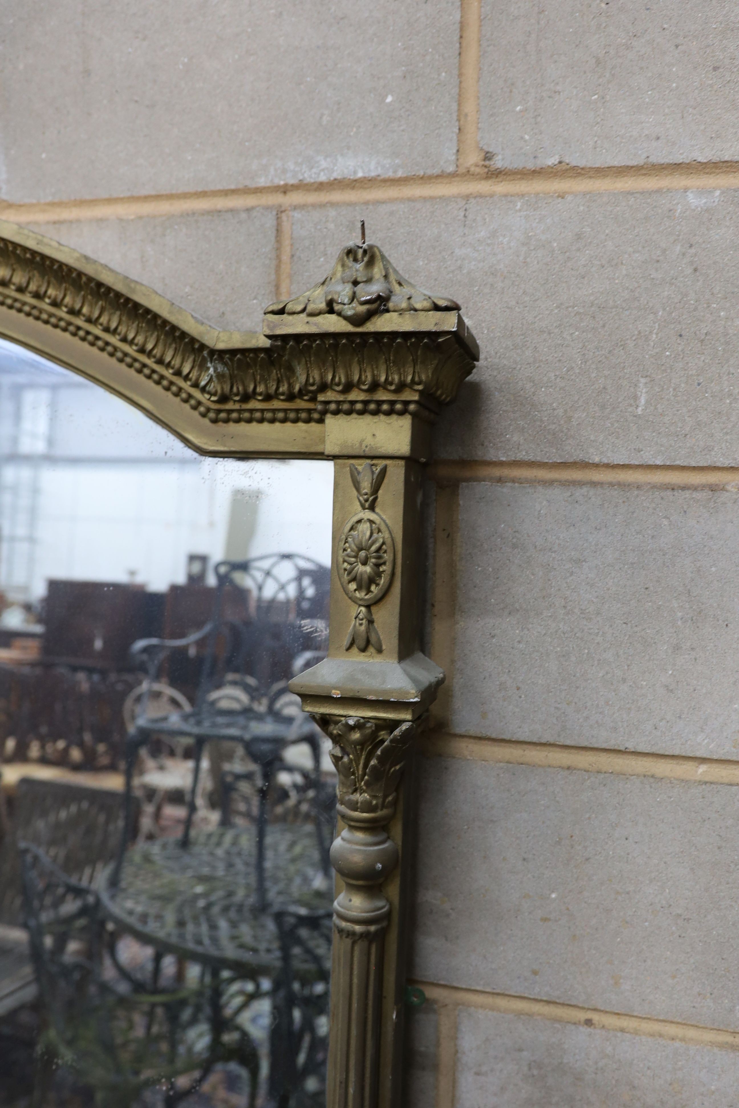 A Victorian large giltwood and gesso overmantel mirror, width 154cm, height 190cm